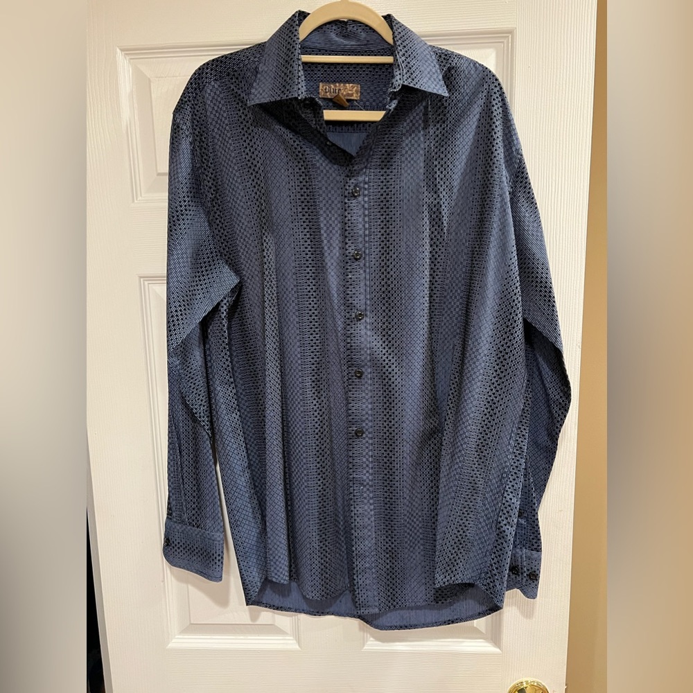 Men’s Navy Blue Pronto Uomo Button Down Shirt. Size XLT